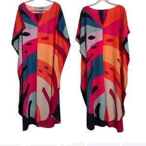 Women’s Multicolor Kaftan Light Weight Beach Cover Up Dress One Size Fit Most